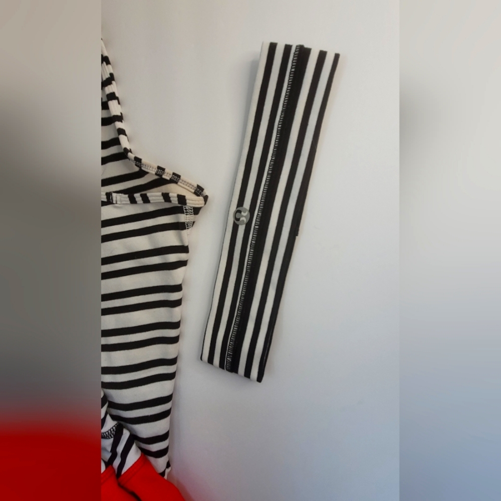 BUNDLE Lululemon "Classic Black Stripe"- "Cool" Racerback + Headband
